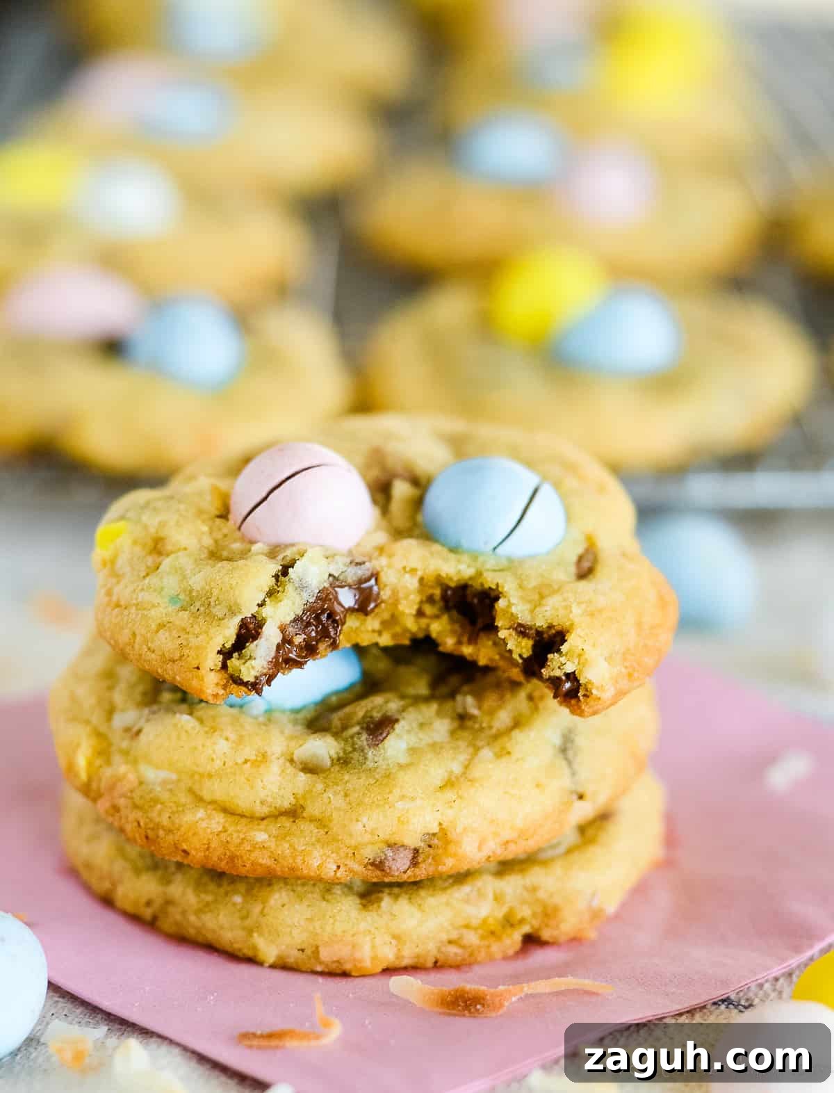 Mini Cadbury Egg Cookies Recipe — Bite-Sized Easter Treats 5 cadbury egg cookies on plate
