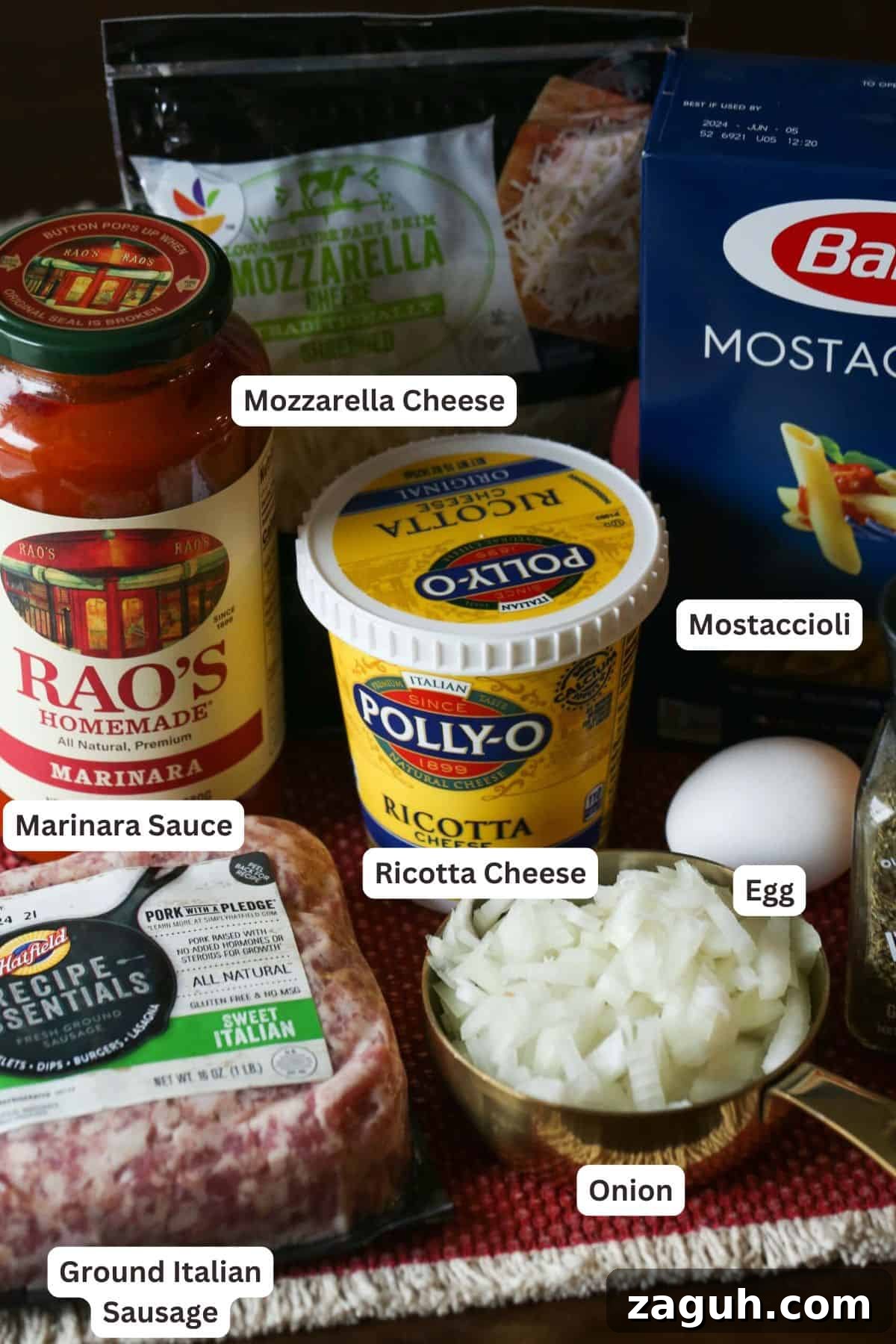 Creamy Baked Mostaccioli with Melted Cheese 4 Ingredients for Cheesy Baked Mostaccioli.