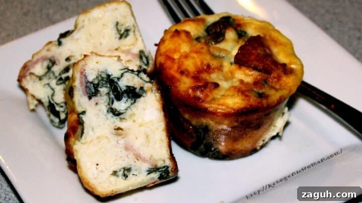 Keto Feta Spinach Muffins on white plate