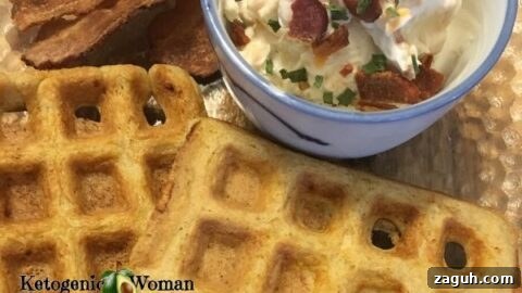 Carnivore Waffles with Savory Dip and Bacon