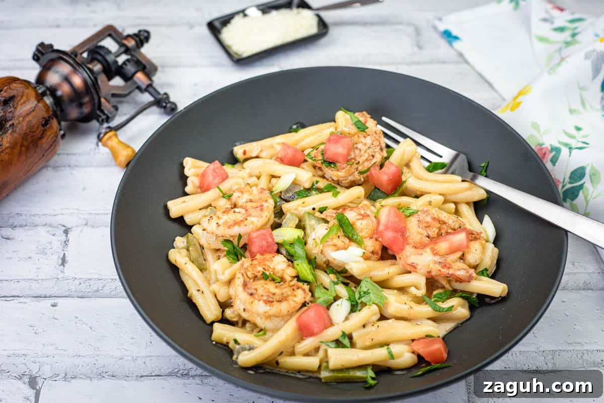 31 Bold Seafood Recipes for Big Flavor with Simple Ingredients 20 Cajun Pasta with Shrimp on a black plate.