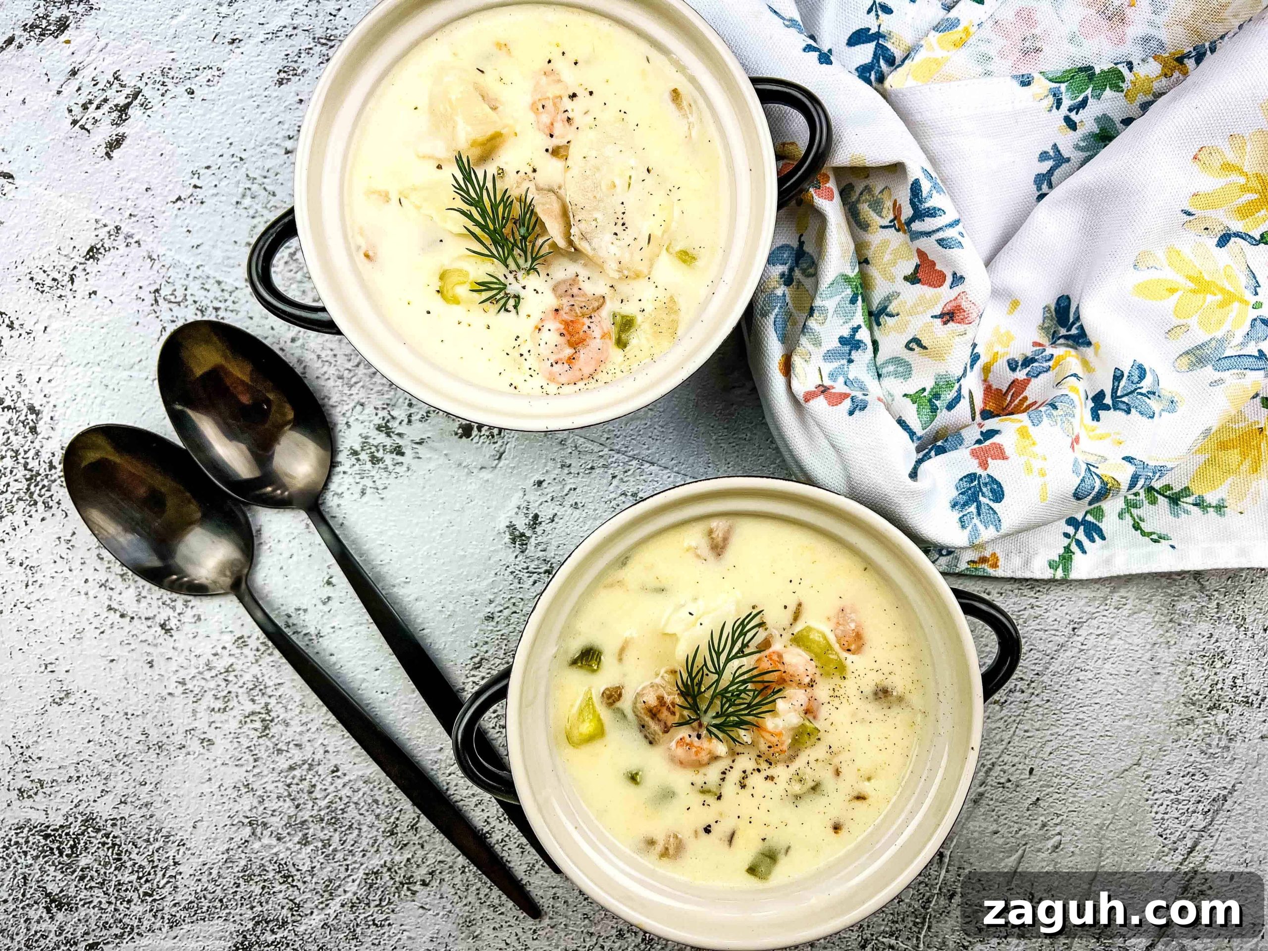 31 Bold Seafood Recipes for Big Flavor with Simple Ingredients 3 Seafood chowder with a sprig of dill, a delicious stew recipe.