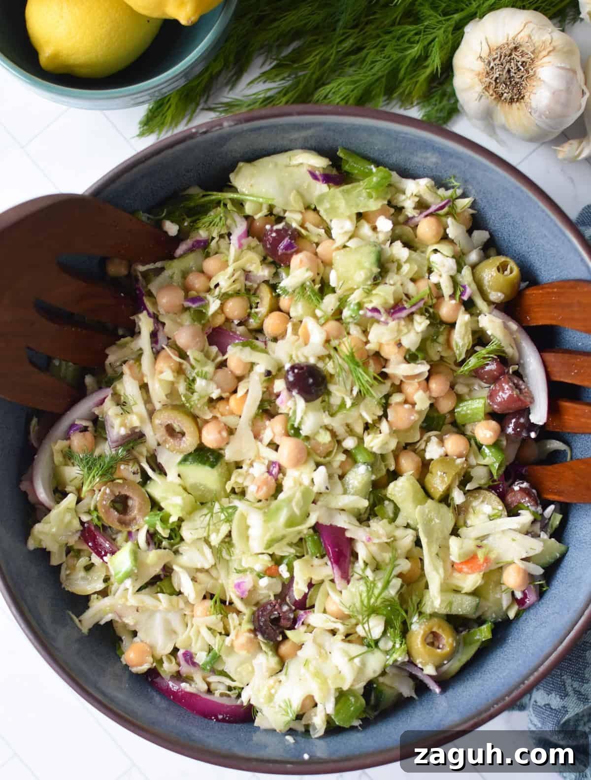 Greek Cabbage Salad Recipe with Feta and Lemon Dressing 10 Lahanosalata Greek cabbage salad bowl