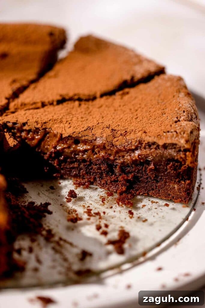 chocolate butter cake closeup of gooey filling