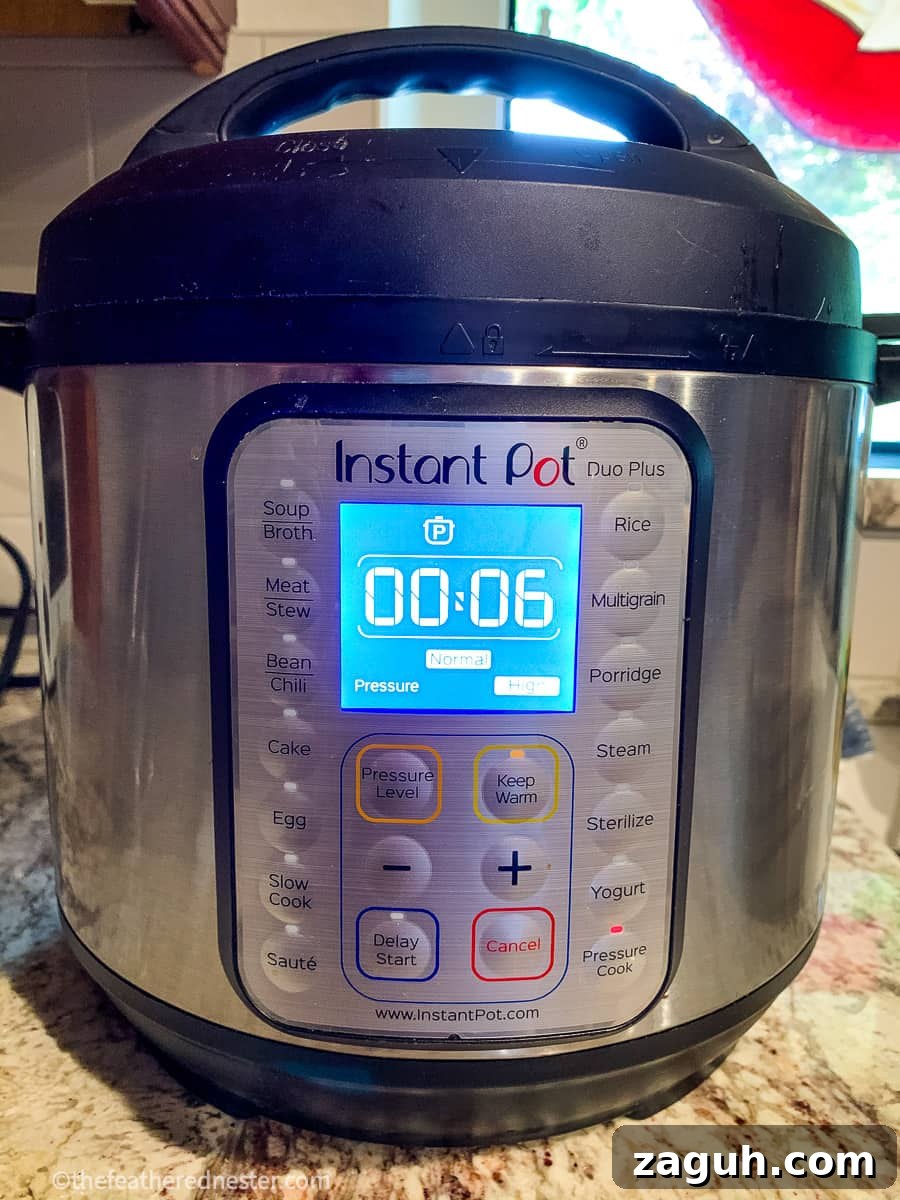 Instant Pot Mashed Potatoes Without Draining 4 Pressure cooker set for 6 minutes of cooking on High power.