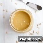 Homemade Sunflower Butter Recipe Overhead in Jar