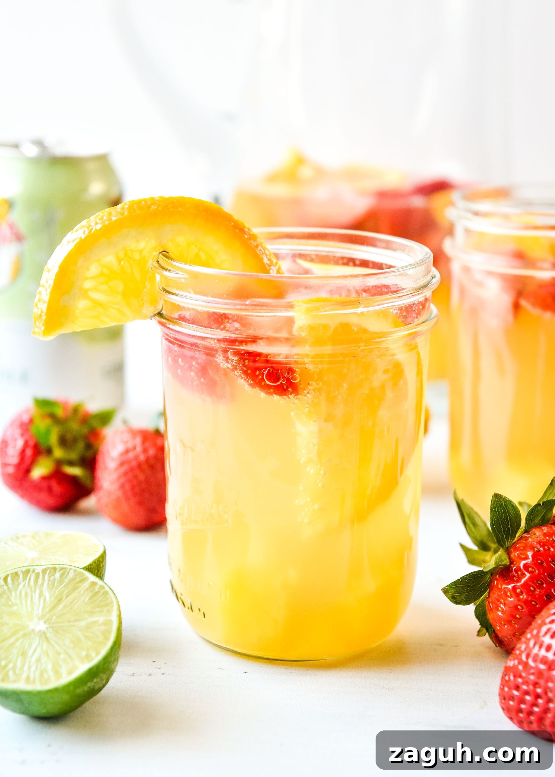 Refreshing Summer White Wine Sangria Recipe for Warm Evenings 6 Mason jars with summer white wine sangria