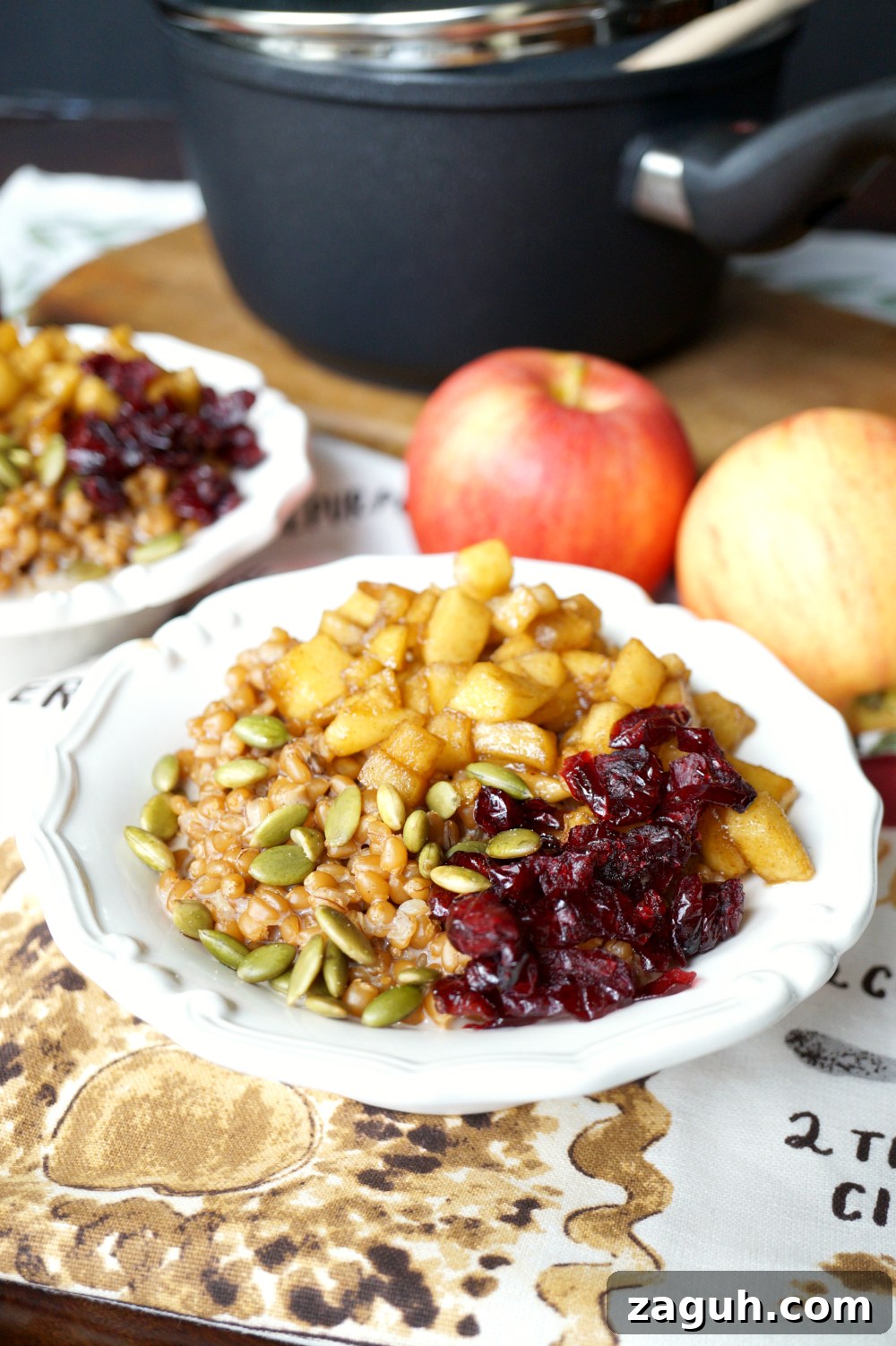 Caramelized Apple Wheatberry Porridge with Cranberries & Pepitas 2 caramelized apple wheatberry porridge with cranberries and pepitas #AppleWeek | The Baking Fairy