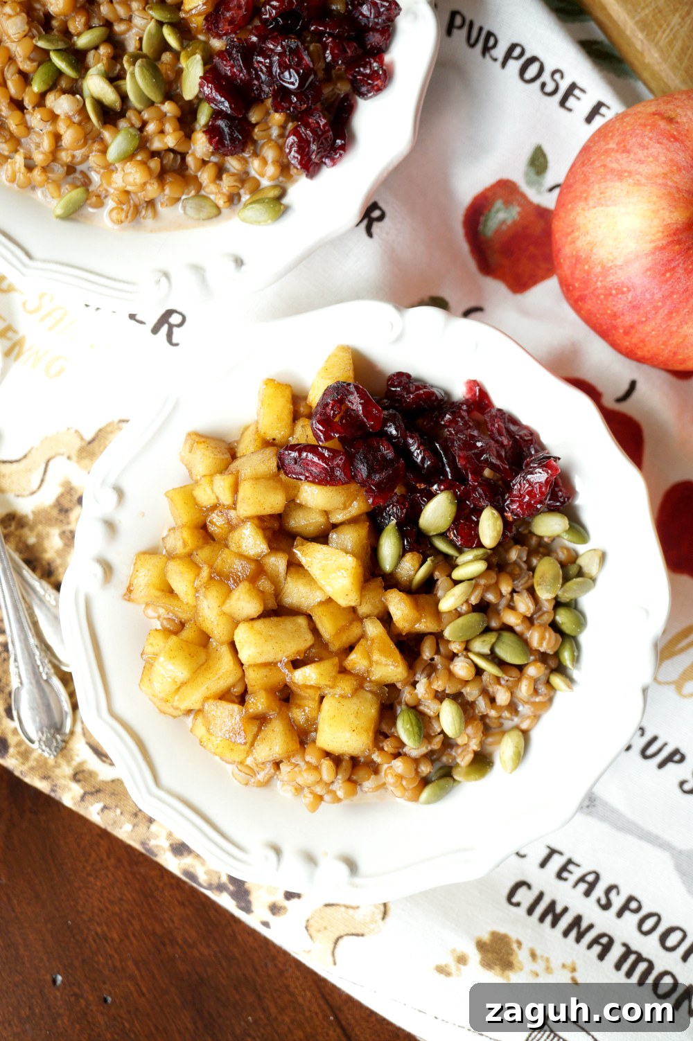Caramelized Apple Wheatberry Porridge with Cranberries & Pepitas 4 caramelized apple wheatberry porridge with cranberries and pepitas #AppleWeek | The Baking Fairy
