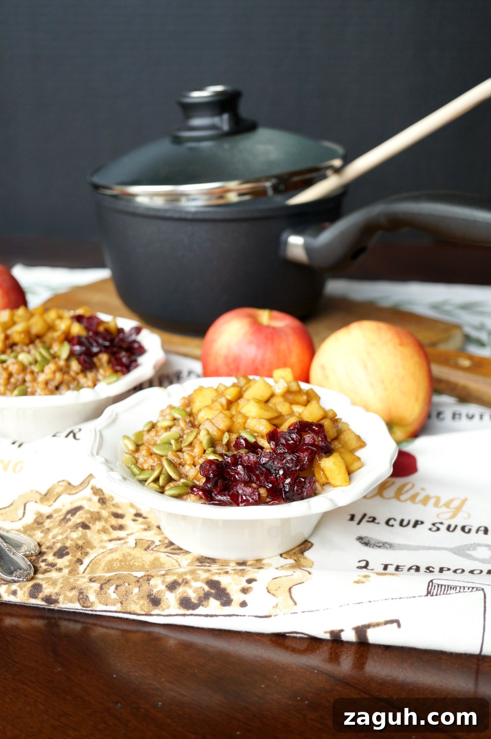 Caramelized Apple Wheatberry Porridge with Cranberries & Pepitas 6 caramelized apple wheatberry porridge with cranberries and pepitas #AppleWeek | The Baking Fairy