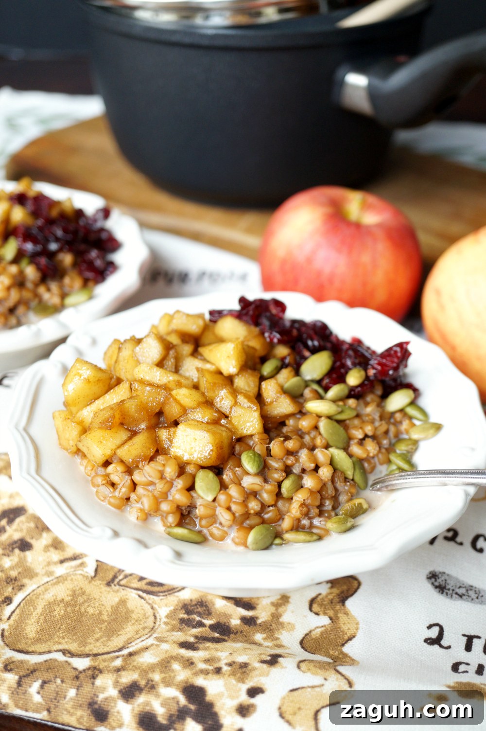 Caramelized Apple Wheatberry Porridge with Cranberries & Pepitas 7 caramelized apple wheatberry porridge with cranberries and pepitas #AppleWeek | The Baking Fairy