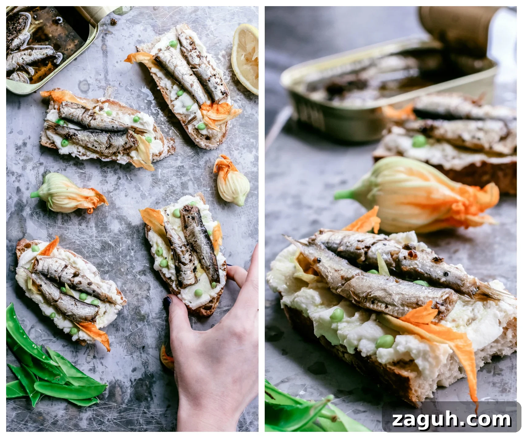 Gourmet Lemon-Pepper Sardine Toasts with Ricotta and Herbs 2 img 9231 1