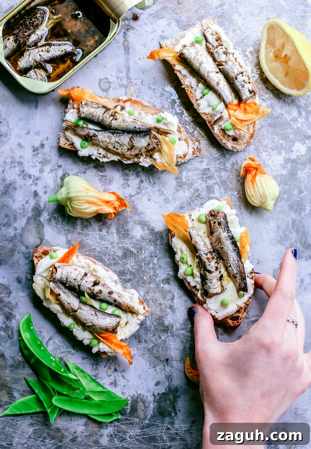 Gourmet Lemon-Pepper Sardine Toasts with Ricotta and Herbs 4 img 9231 3