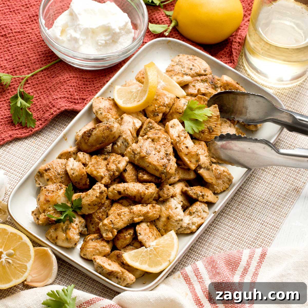 Gluten-Free Big Mac Smashed Tacos Recipe That Went Viral 16 A dish with greek yogurt marinated chicken breast diced in bite-sized pieces.