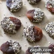 Chocolate-Dipped Apricots with Chia Seed Topping 5 chia chocolate dipped apricots