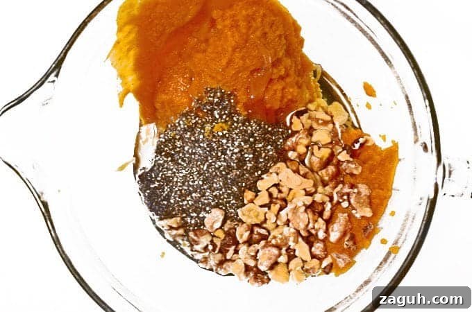 pumpkin chia muffins mixing