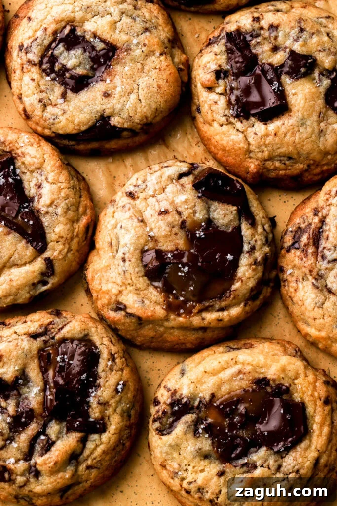 brown butter chocolate chip cookies on a cookie sheet