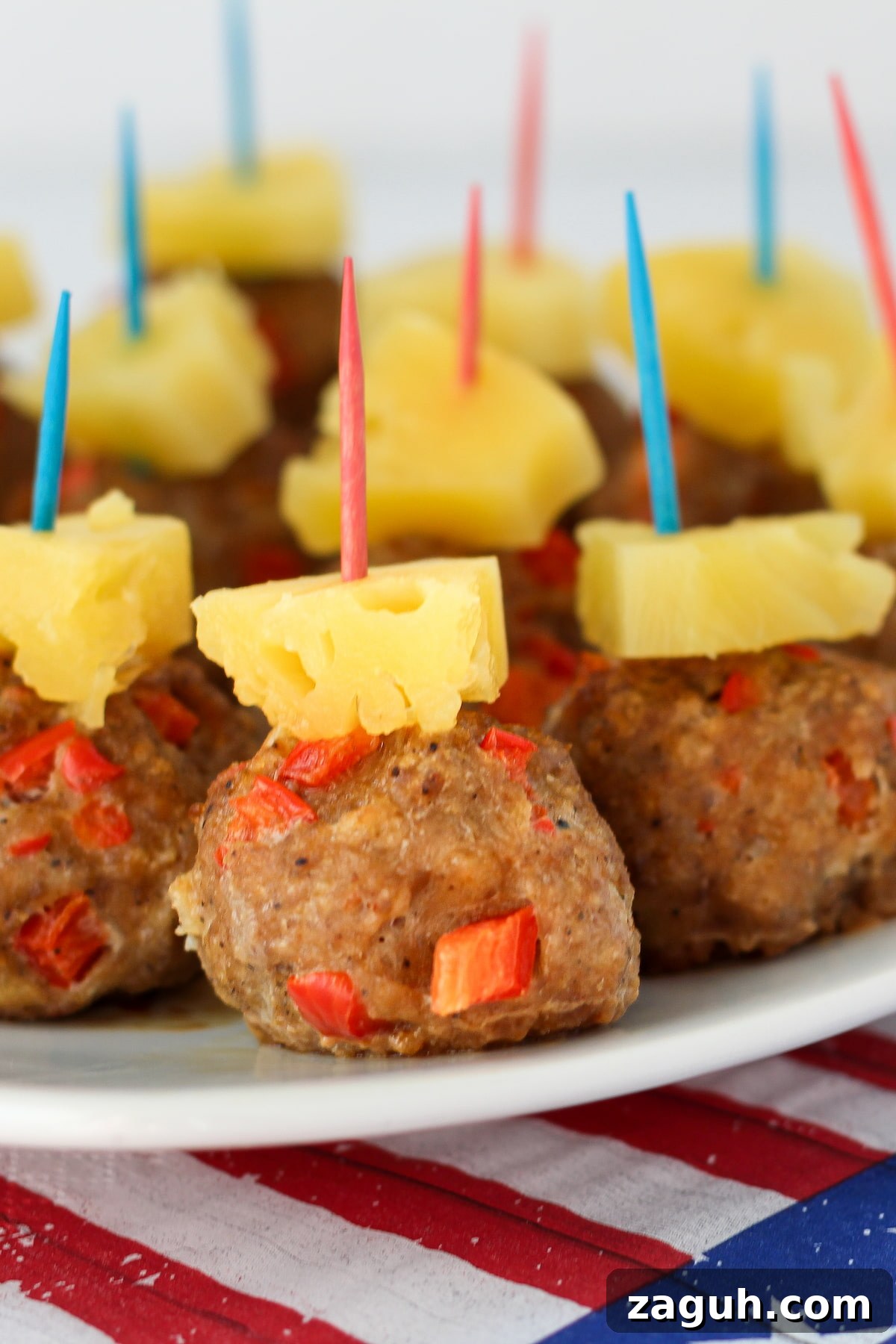 Spicy Hawaiian Turkey Meatballs with Pineapple Glaze 3 Baked meatballs with pineapple