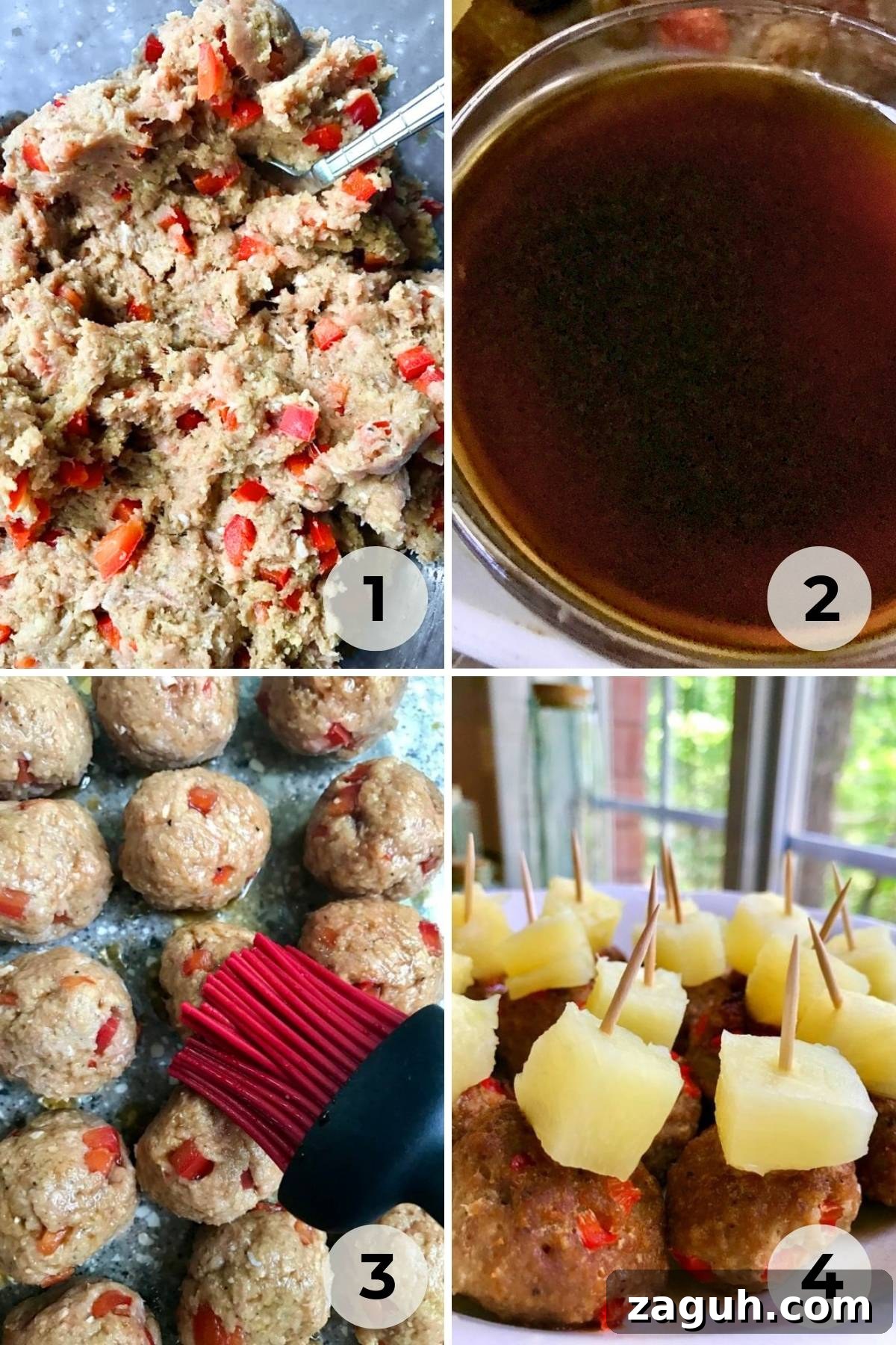 Spicy Hawaiian Turkey Meatballs with Pineapple Glaze 5 Making meatballs